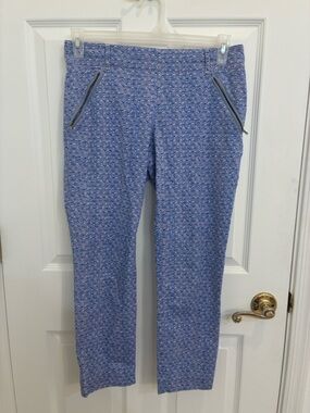 Cartonnier Blue and White Fan-Print Knit Pants